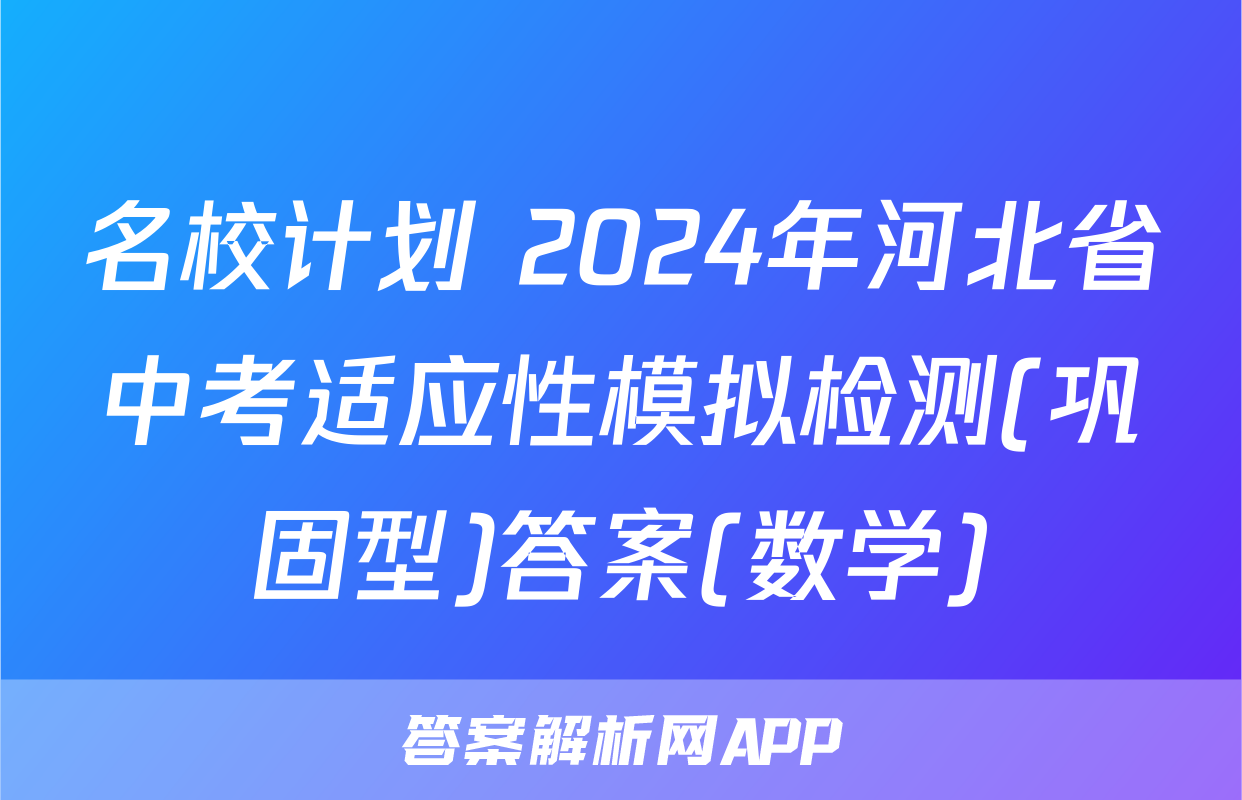名校计划 2024年河北省中考适应性模拟检测(巩固型)答案(数学)