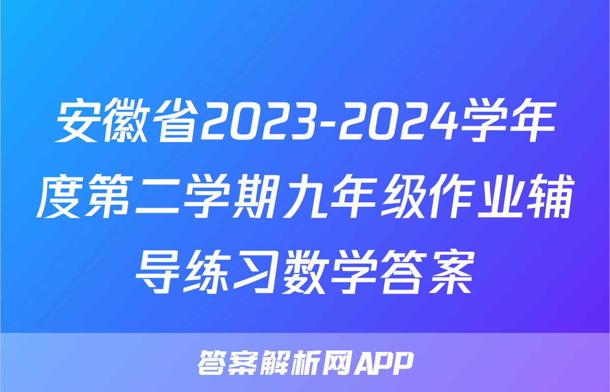 安徽省2023-2024学年度第二学期九年级作业辅导练习数学答案