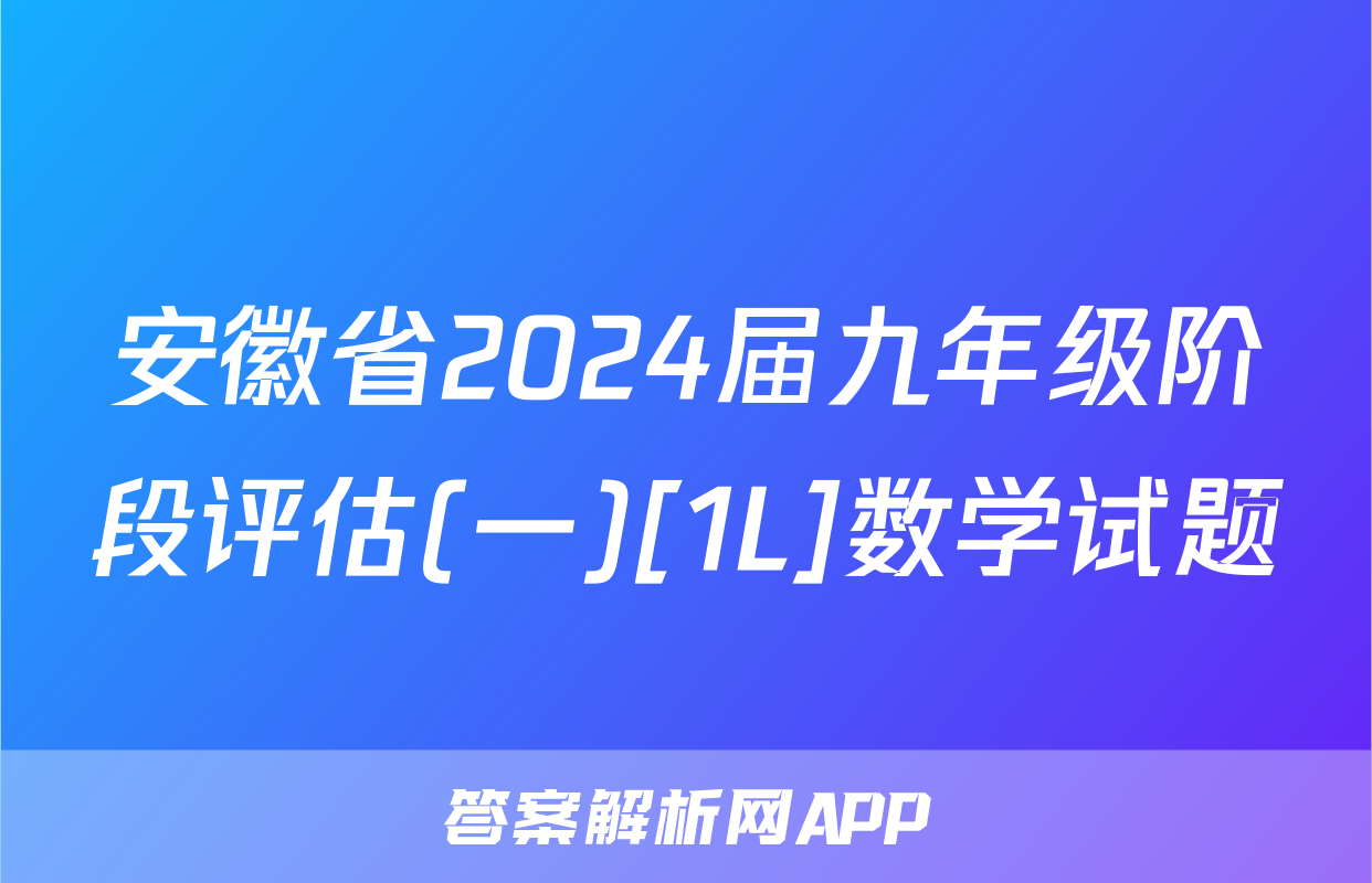安徽省2024届九年级阶段评估(一)[1L]数学试题