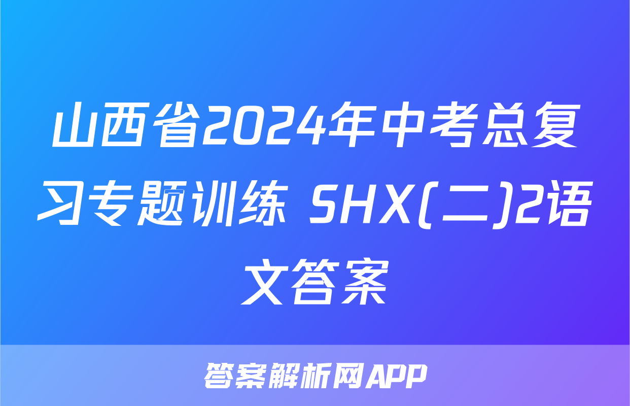 山西省2024年中考总复习专题训练 SHX(二)2语文答案