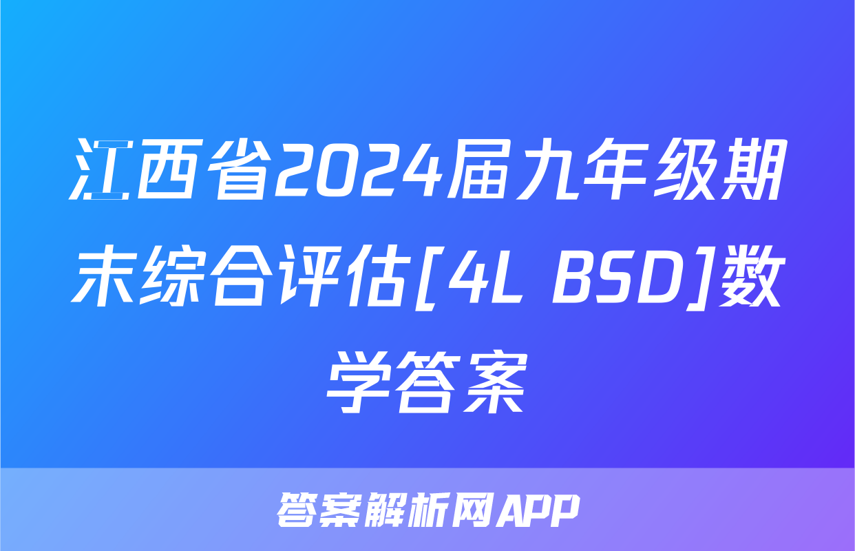 江西省2024届九年级期末综合评估[4L BSD]数学答案