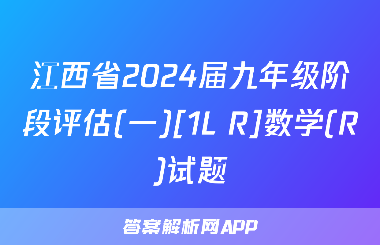 江西省2024届九年级阶段评估(一)[1L R]数学(R)试题