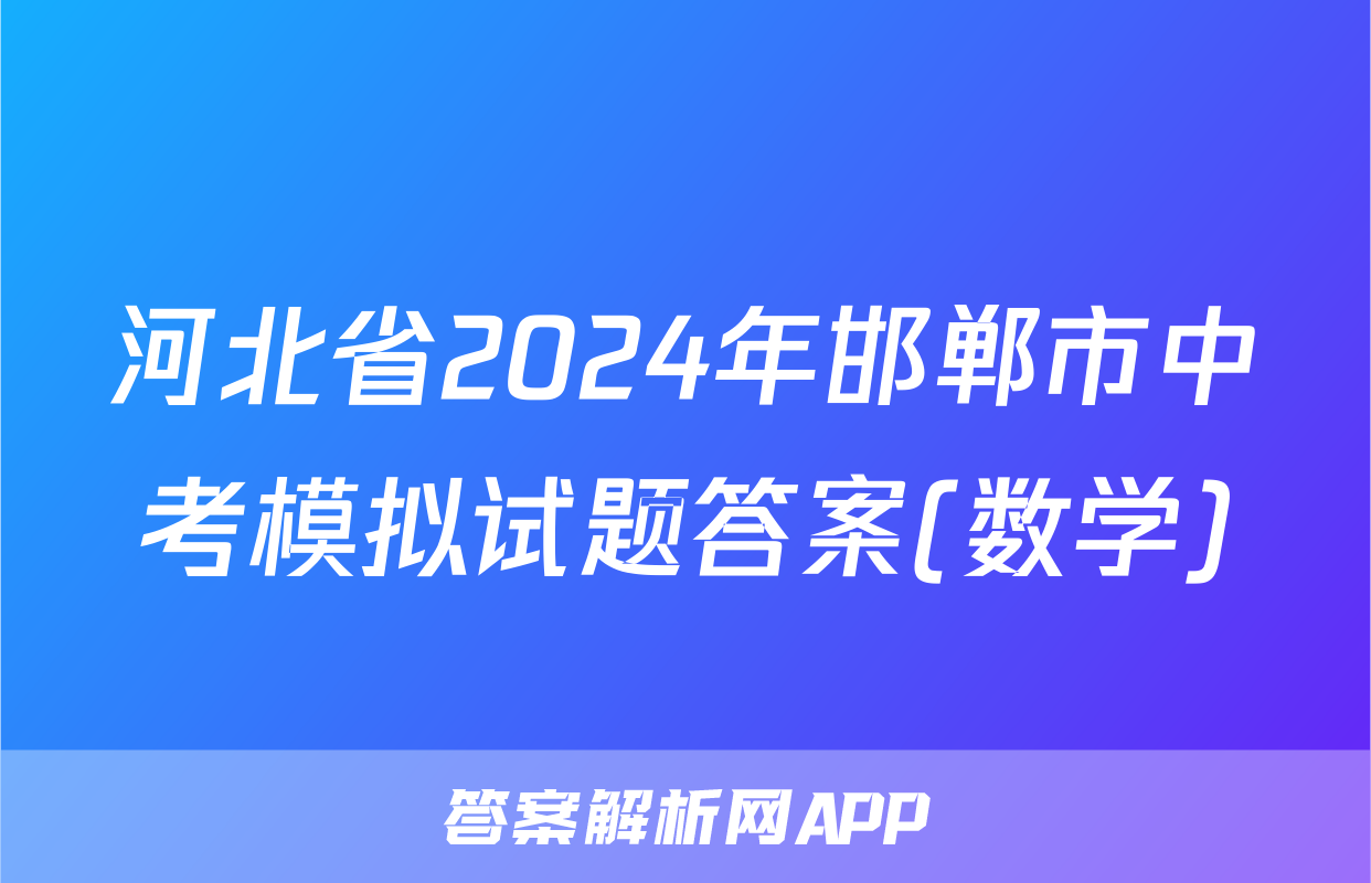 河北省2024年邯郸市中考模拟试题答案(数学)