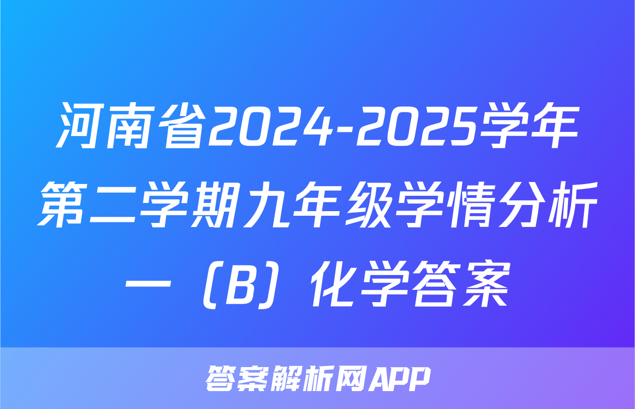 河南省2024-2025学年第二学期九年级学情分析一（B）化学答案