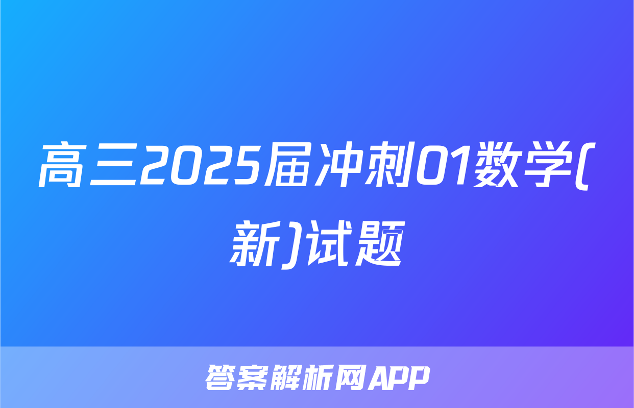高三2025届冲刺01数学(新)试题