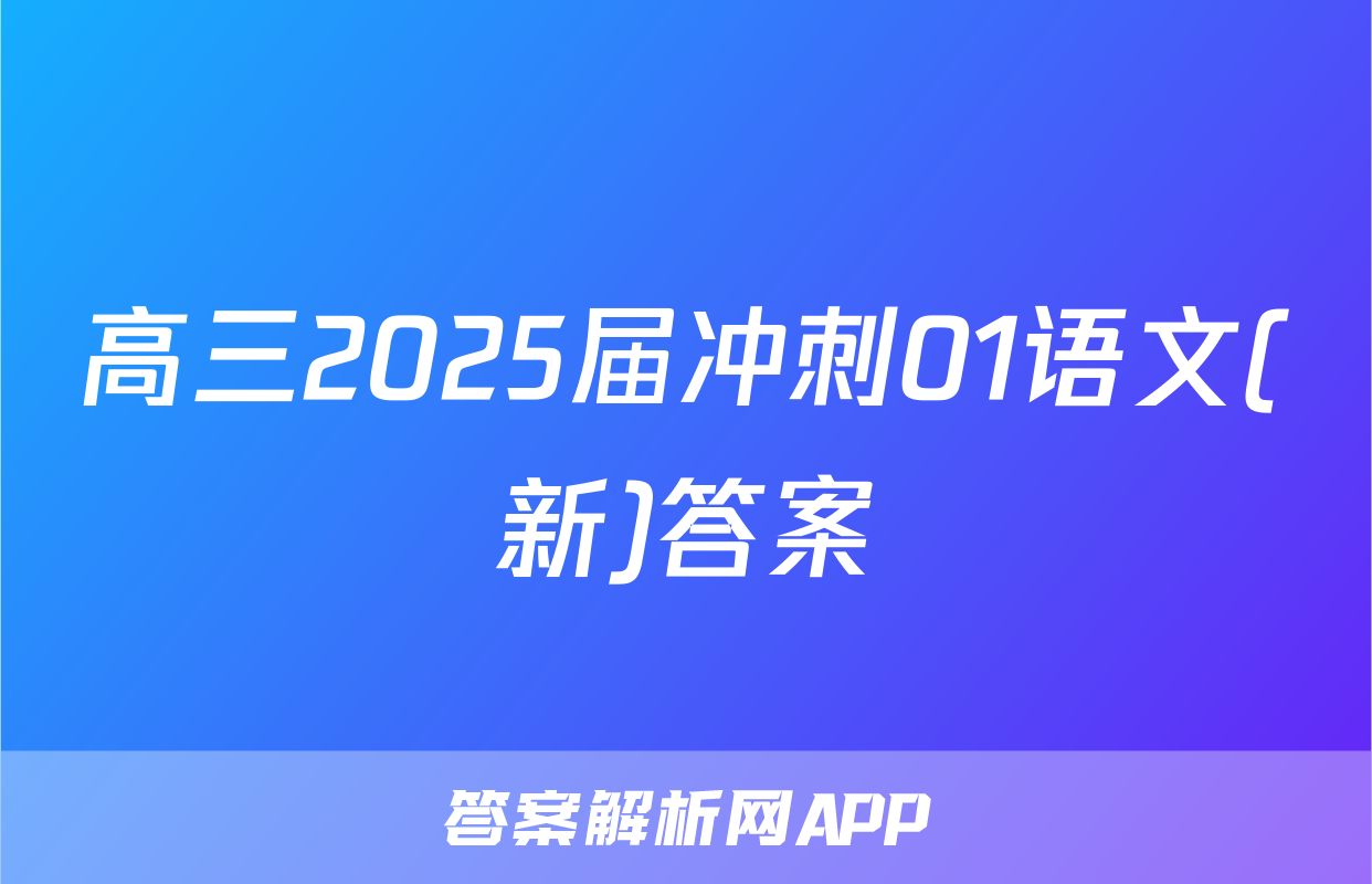 高三2025届冲刺01语文(新)答案