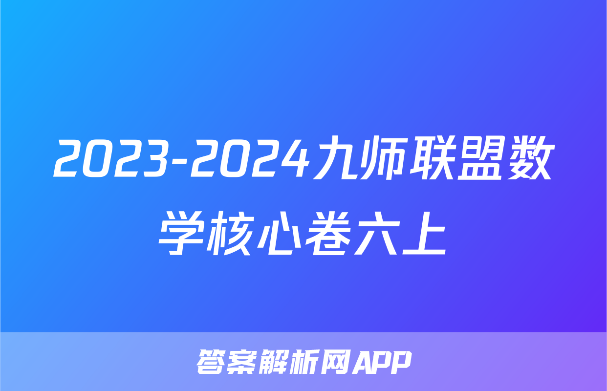 2023-2024九师联盟数学核心卷六上