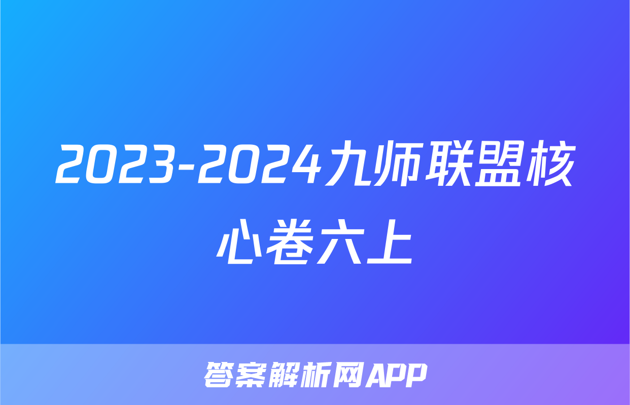 2023-2024九师联盟核心卷六上