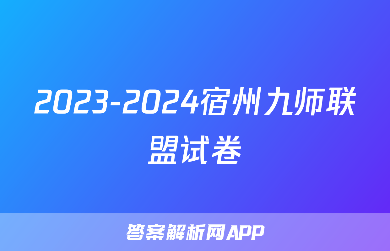 2023-2024宿州九师联盟试卷