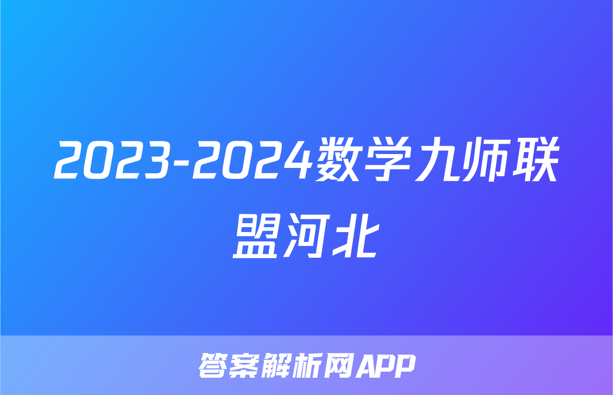 2023-2024数学九师联盟河北