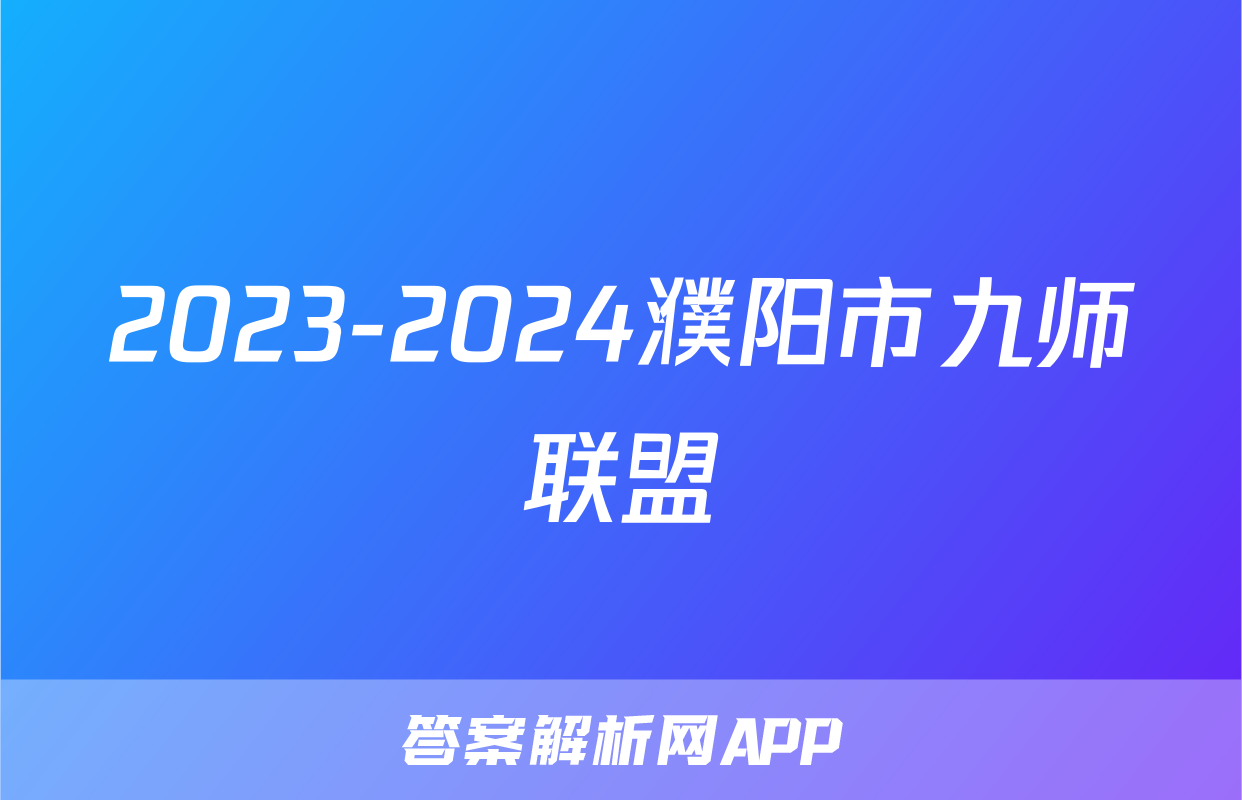 2023-2024濮阳市九师联盟