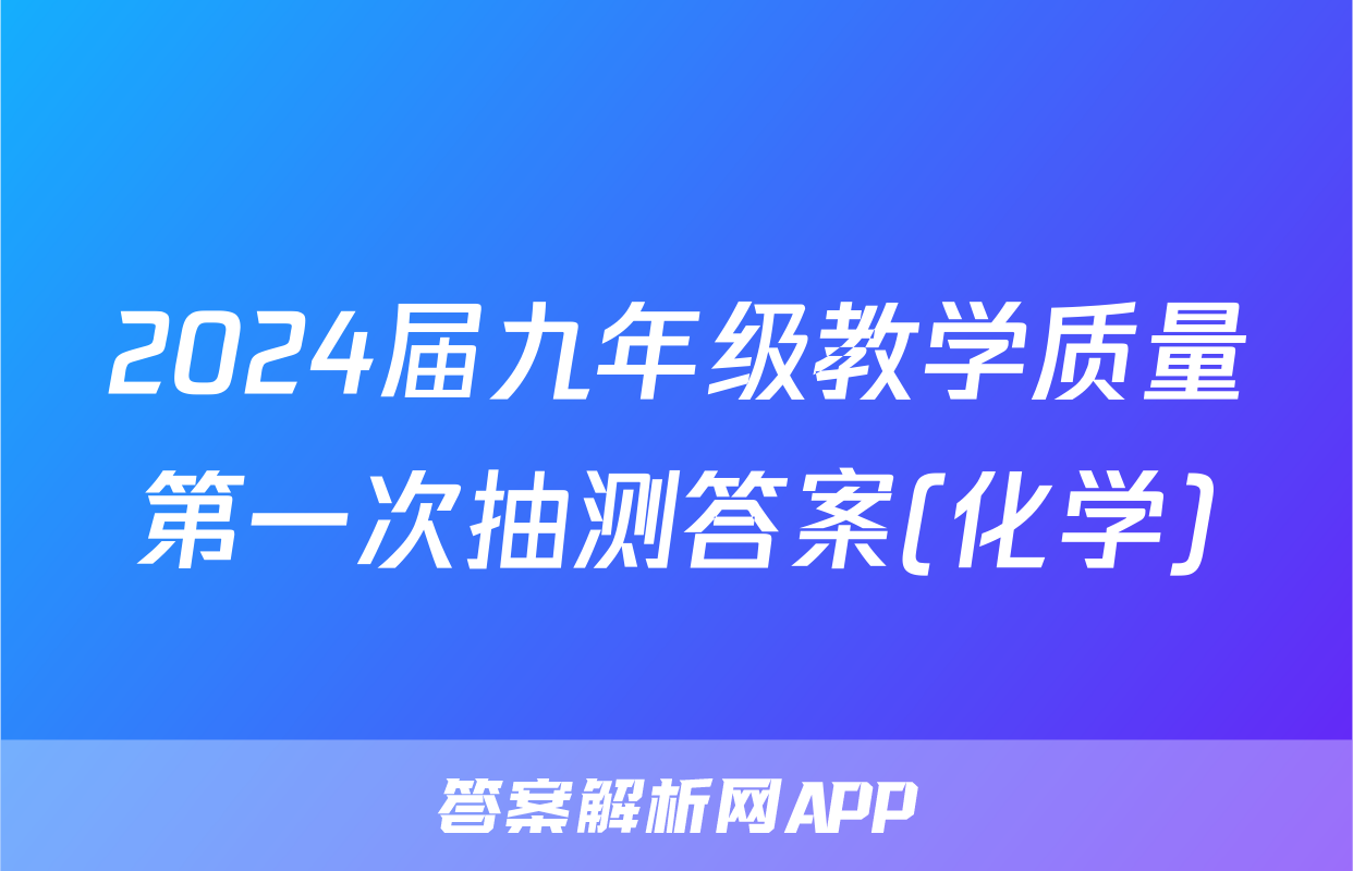 2024届九年级教学质量第一次抽测答案(化学)