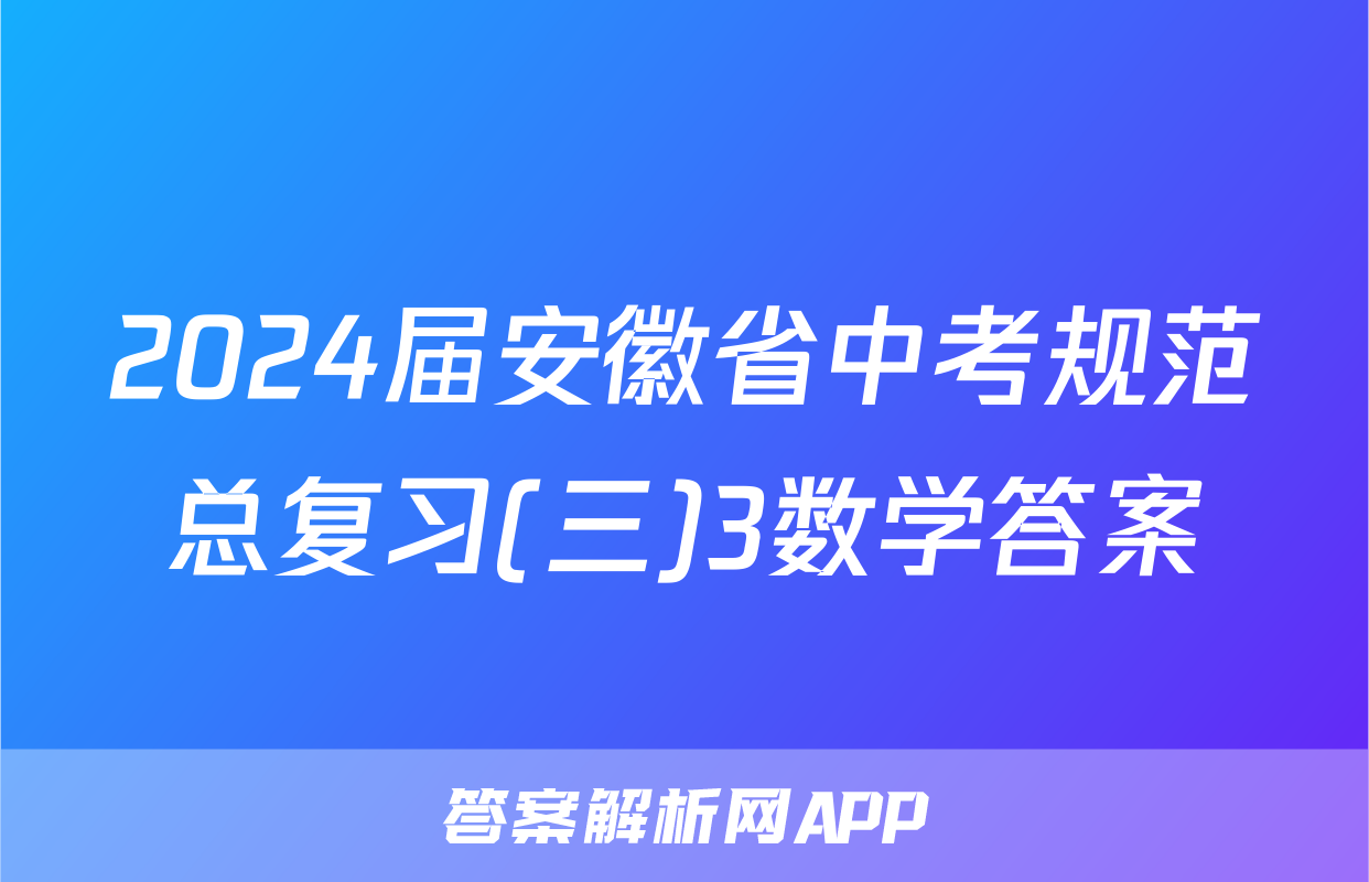 2024届安徽省中考规范总复习(三)3数学答案