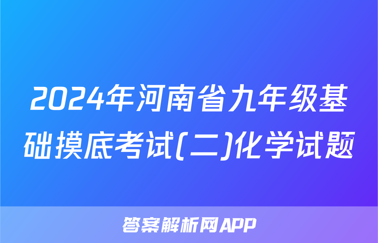 2024年河南省九年级基础摸底考试(二)化学试题