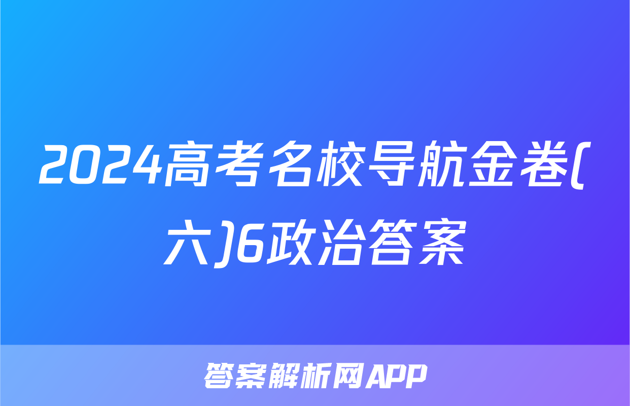 2024高考名校导航金卷(六)6政治答案