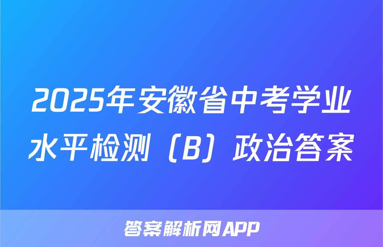 2025年安徽省中考学业水平检测（B）政治答案