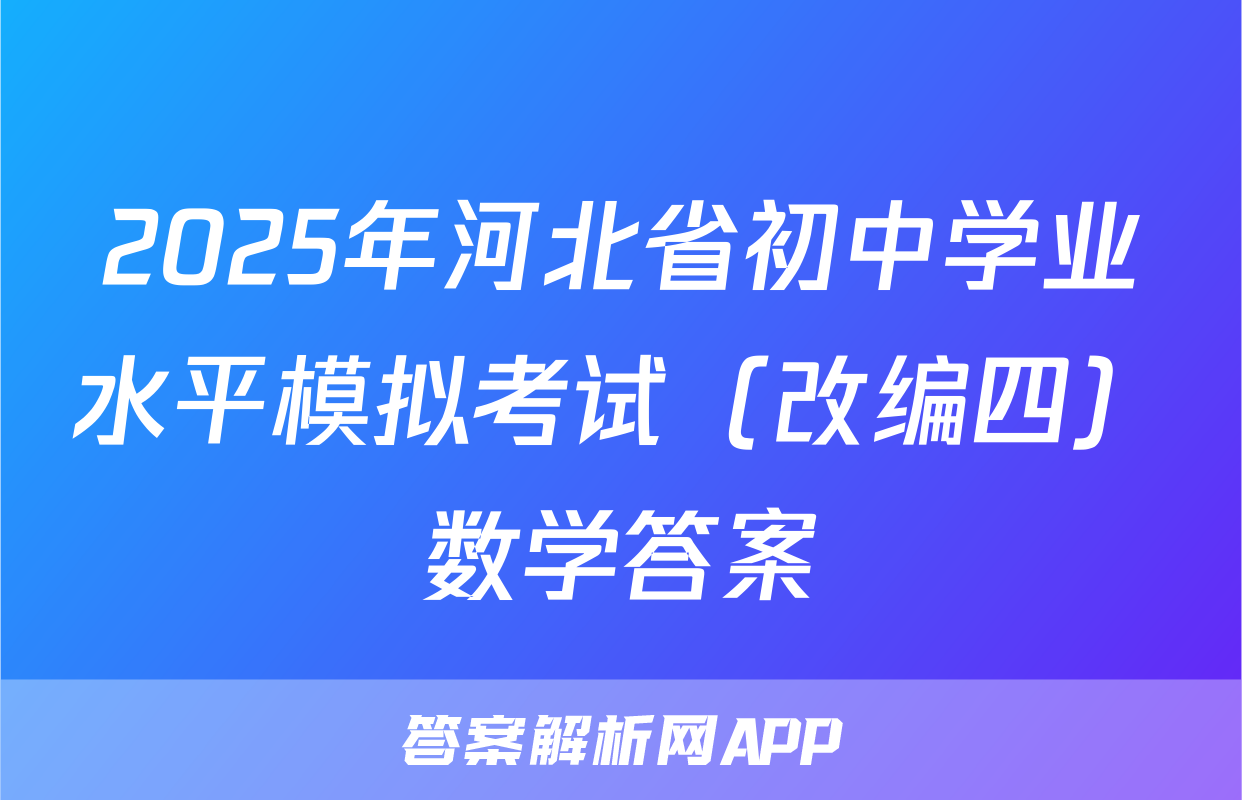 2025年河北省初中学业水平模拟考试（改编四）数学答案