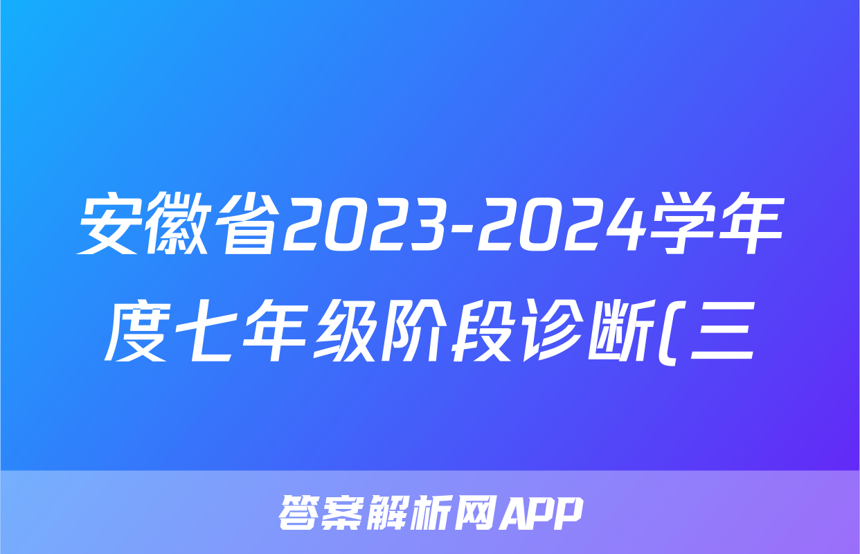安徽省2023-2024学年度七年级阶段诊断(三)语文x试卷
