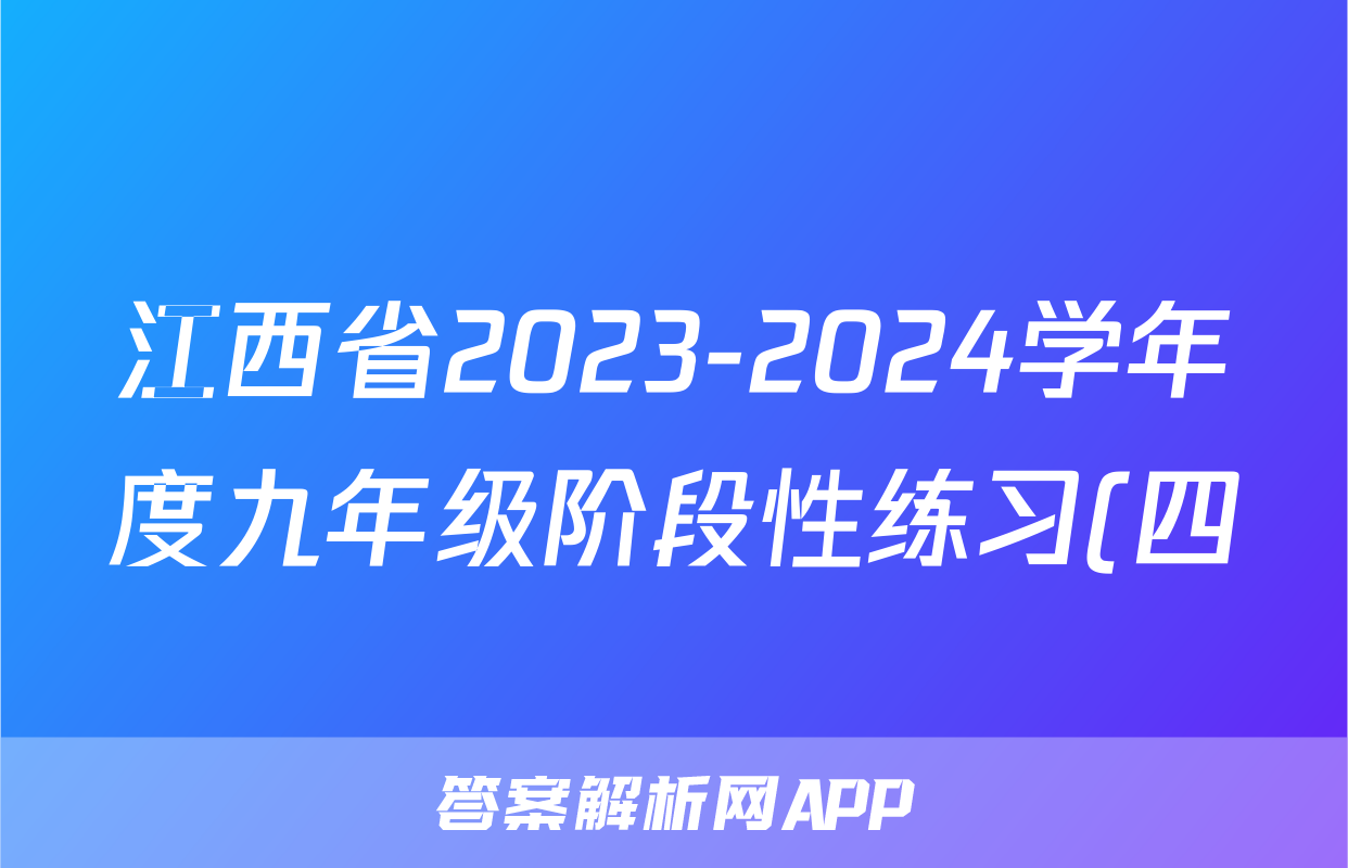江西省2023-2024学年度九年级阶段性练习(四)4物理试题